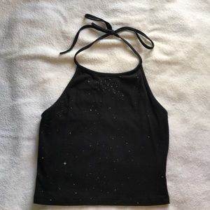 Brandy Melville Black Galaxy Halter Top